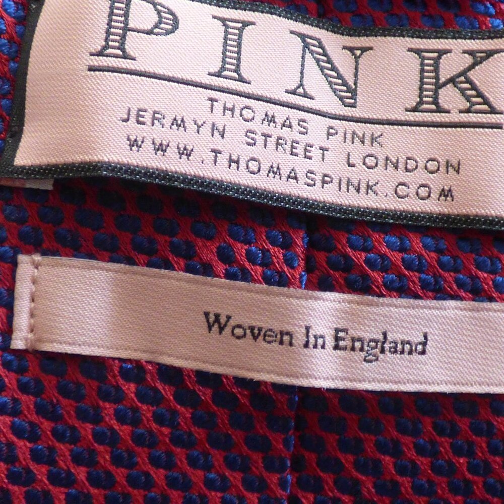 PINK tie, Woven in England